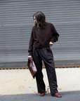 Pleated Relaxed Pants - Dark Brown