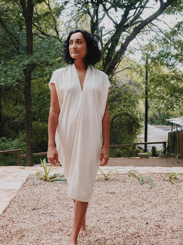 Everyday Dress in Silk Noil - Natural