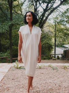 Everyday Dress in Silk Noil - Natural