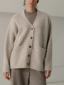 Alpaca Harvest Cardigan - Sea Salt