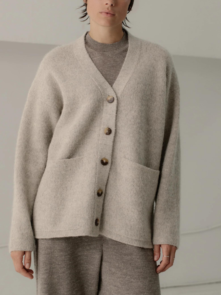 Alpaca Harvest Cardigan - Sea Salt