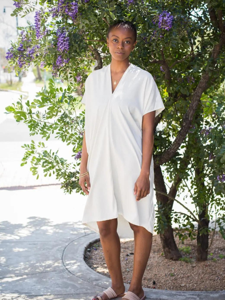 Everyday Dress in Silk Noil - Natural