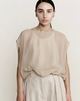 Oversize Draped Sheath Top - Silk Crinkle Chiffon