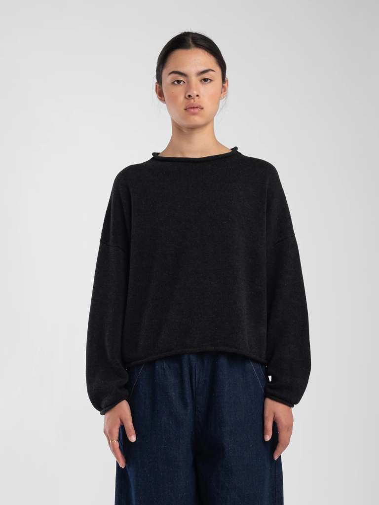 Faded Black Rolled Sweater