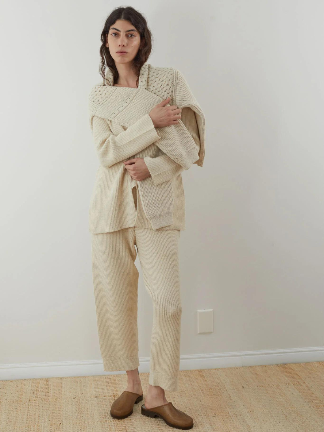 Rib Wide Leg - Ecru