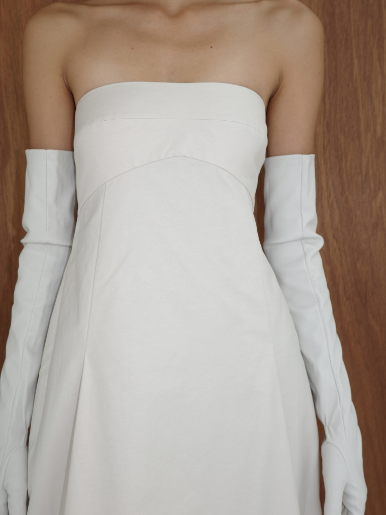 Canvas Pleat Cocoon Dress - Shell