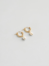 Load image into Gallery viewer, Small Pearl Hoops - Gold