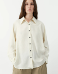 Oversized Pencil Stripe Shirt - Cream