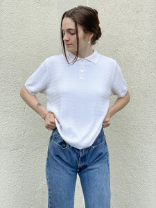 White Collared Henley Tee