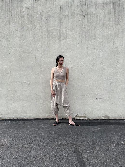 Kiko Pant - Stone Crinkled Cotton