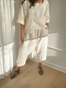 Kiko Pant - Crinkled Cotton - Kinari (Cream)