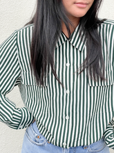 Load image into Gallery viewer, Ivory + Pine Striped Blouse