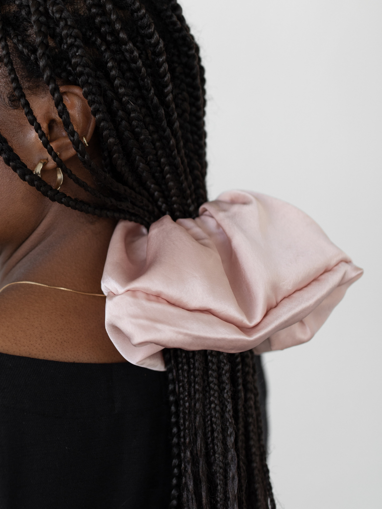 Rose Pink Silk scrunchie