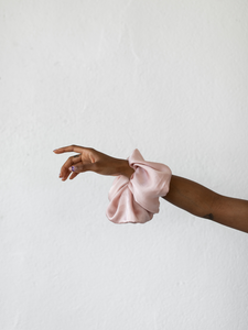 Rose Pink Silk scrunchie