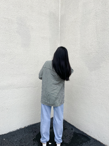 Ivory + Pine Striped Blouse