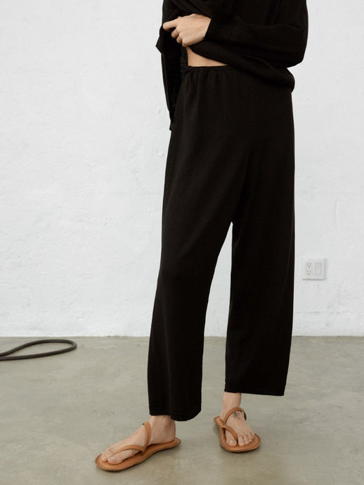 Silk Knit Pants - Black