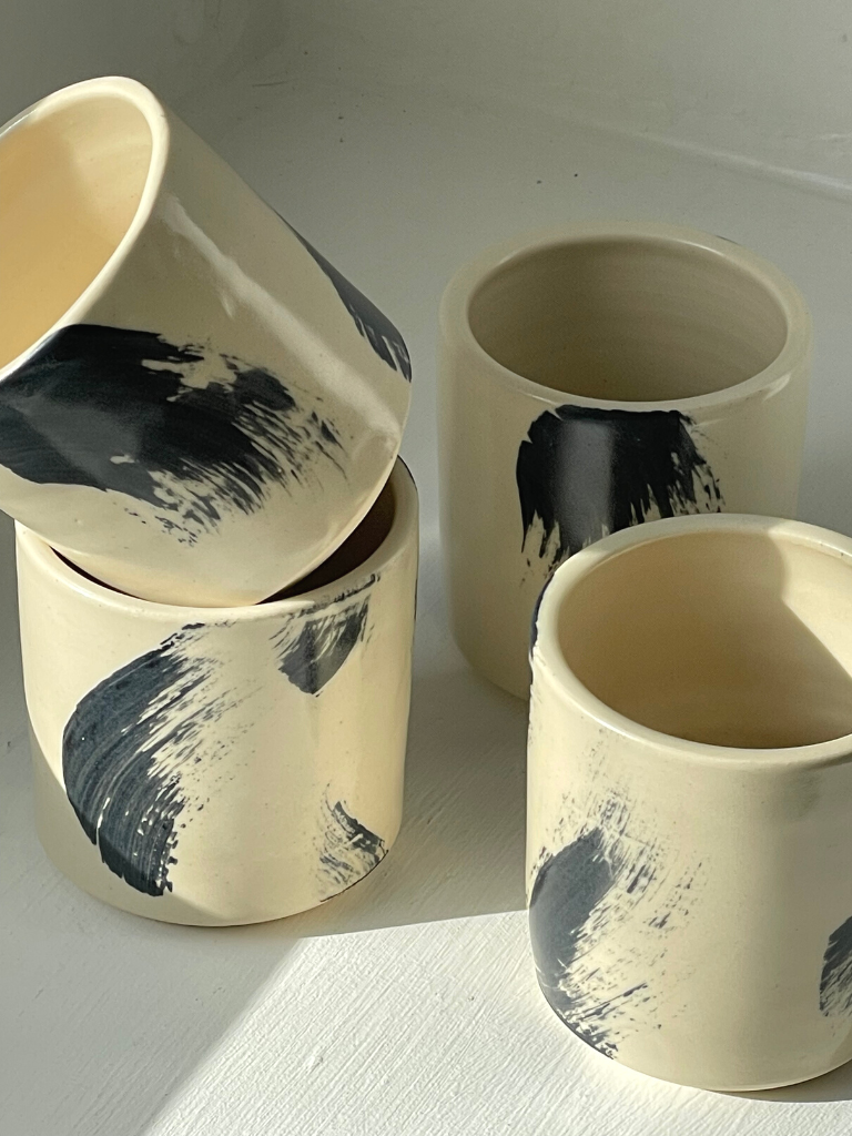 Ceramic Cup - Ink Fan Brushwork