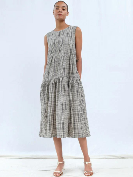 Tier Dress - Searsucker Plaid