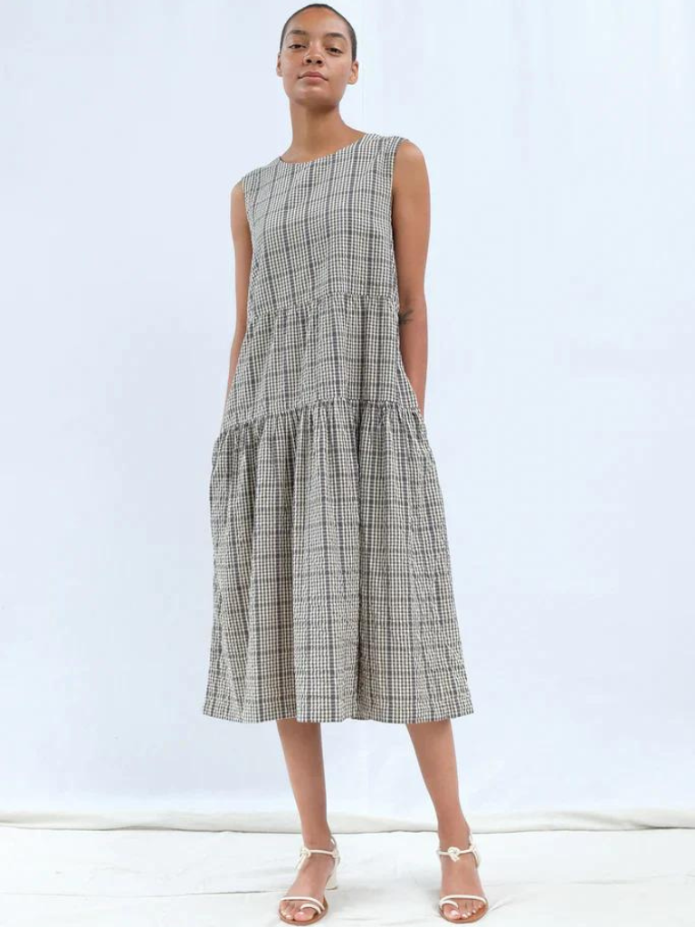 Tier Dress - Searsucker Plaid