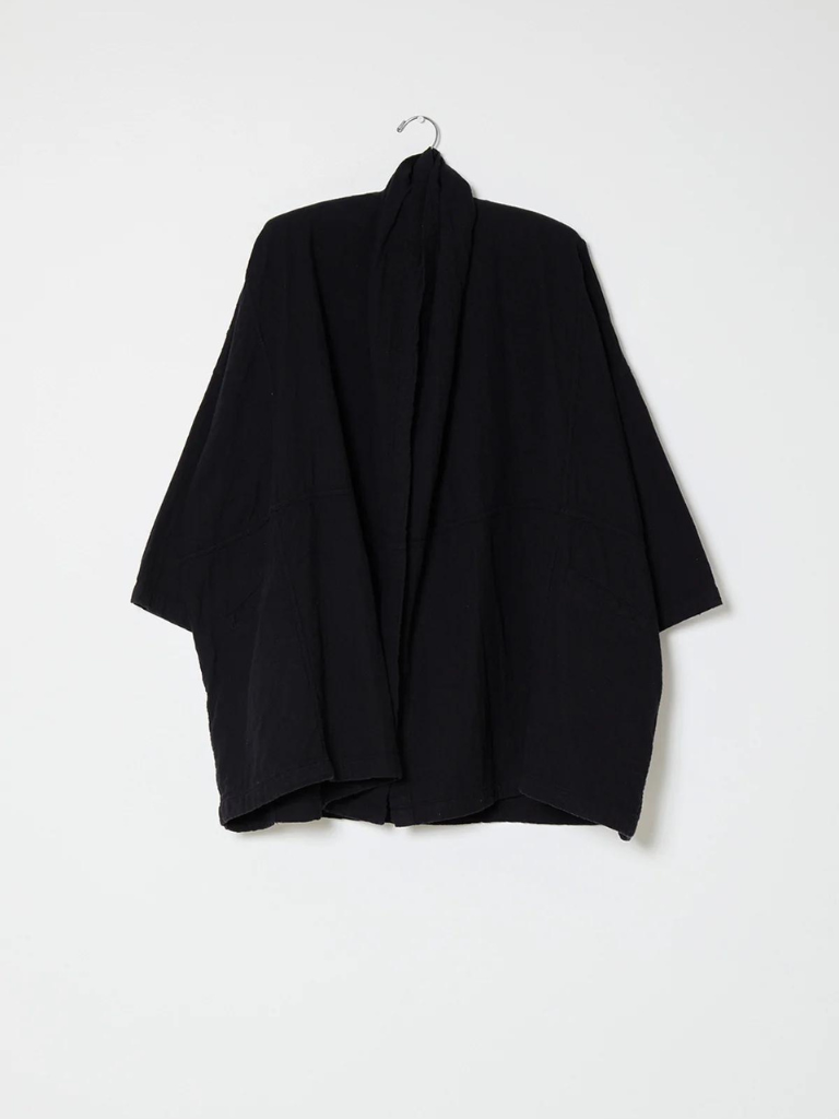 Haori Coat - Heavyweight Double Layered Cotton Gauze - Black