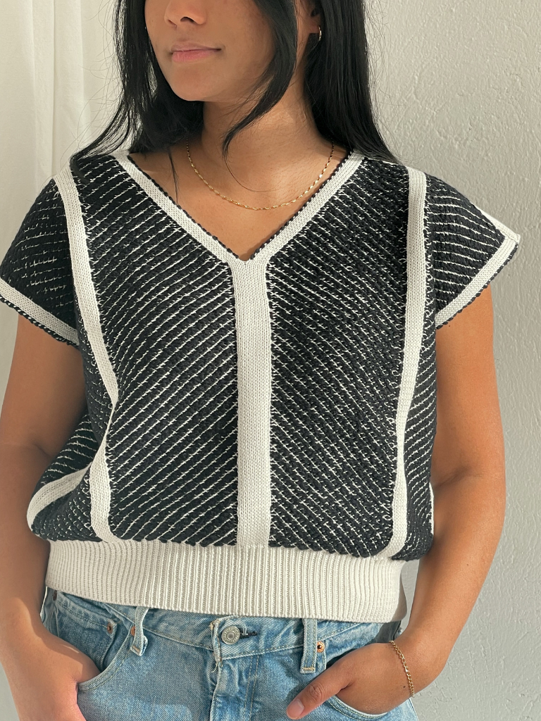 Uta Top - Black & Cream Knit