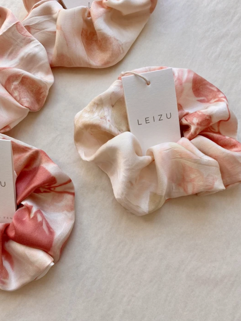 Silk Scrunchie - hand dyed with eucalyptus